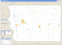 Mills County, IA Zip Code Wall Map