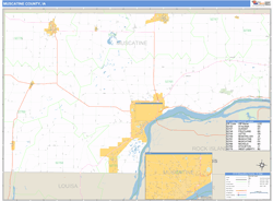 Muscatine County, IA Zip Code Wall Map