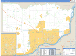 Scott County, IA Zip Code Wall Map