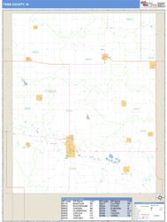 Tama County, IA Zip Code Wall Map