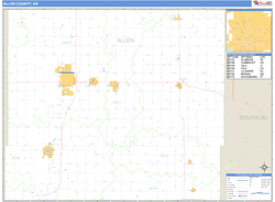 Allen County, KS Zip Code Wall Map