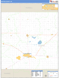 Barton County, KS Zip Code Wall Map