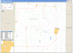 Bourbon County, KS Wall Map