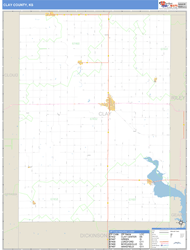 Clay County, KS Zip Code Wall Map