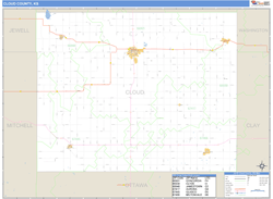 Cloud County, KS Zip Code Wall Map
