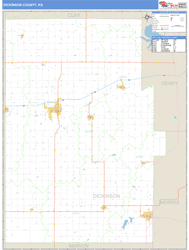 Dickinson County, KS Zip Code Wall Map