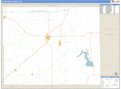 Ellsworth County, KS Zip Code Wall Map