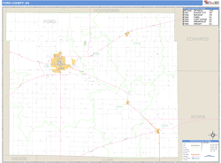 Ford County, KS Zip Code Wall Map