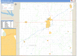 Franklin County, KS Zip Code Wall Map