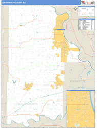 Leavenworth County, KS Zip Code Wall Map