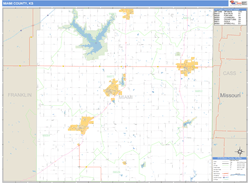 Miami County, KS Zip Code Wall Map