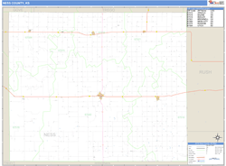 Ness County, KS Zip Code Wall Map