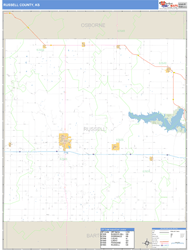 Russell County, KS Zip Code Wall Map