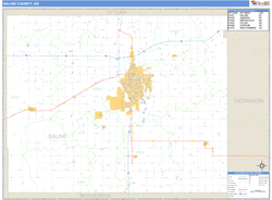 Saline County, KS Zip Code Wall Map