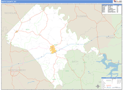 Bath County, KY Zip Code Wall Map