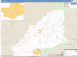 Bell County, KY Zip Code Wall Map