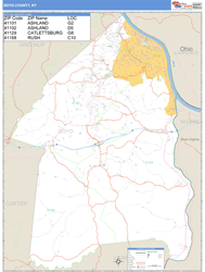 Boyd County, KY Zip Code Wall Map