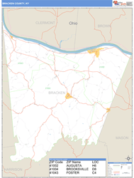 Bracken County, KY Zip Code Wall Map