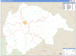 Breathitt County, KY Zip Code Wall Map