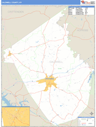 Caldwell County, KY Zip Code Wall Map