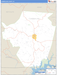 Cumberland County, KY Zip Code Wall Map