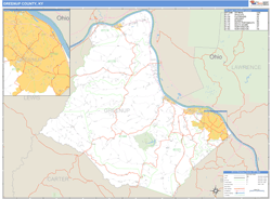 Greenup County, KY Zip Code Wall Map