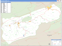 Harlan County, KY Zip Code Wall Map