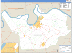 Henderson County, KY Zip Code Wall Map