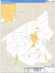 Hopkins County, KY Zip Code Wall Map