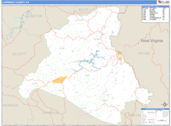 Lawrence County, KY Zip Code Wall Map