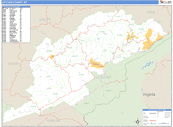 Letcher County, KY Zip Code Wall Map