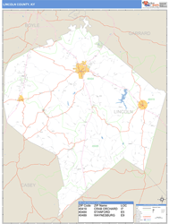 Lincoln County, KY Zip Code Wall Map