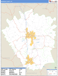 Madison County, KY Zip Code Wall Map