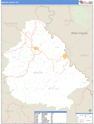 Martin County, KY Zip Code Wall Map