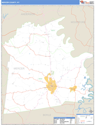 Mercer County, KY Zip Code Wall Map