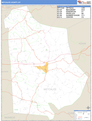 Metcalfe County, KY Zip Code Wall Map