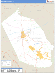 Montgomery County, KY Zip Code Wall Map