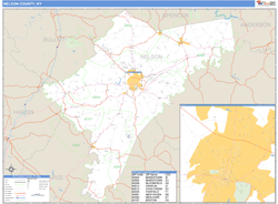 Nelson County, KY Zip Code Wall Map