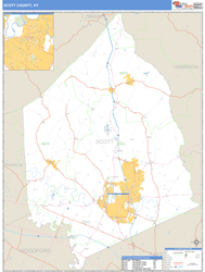 Scott County, KY Zip Code Wall Map