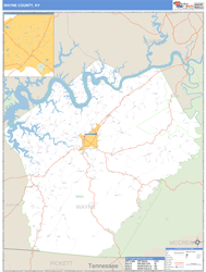 Wayne County, KY Zip Code Wall Map