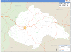 Wolfe County, KY Zip Code Wall Map