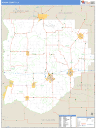 Acadia County, LA Zip Code Wall Map