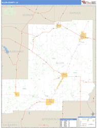 Allen County, LA Zip Code Wall Map