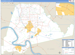 Ascension County, LA Zip Code Wall Map