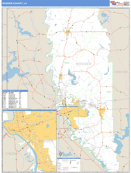 Bossier County, LA Zip Code Wall Map