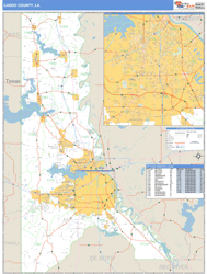 Caddo County, LA Zip Code Wall Map