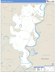 Concordia County, LA Zip Code Wall Map