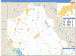 DeSoto County, LA Zip Code Wall Map