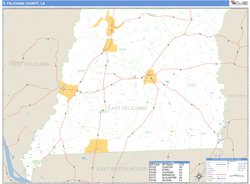 E. Feliciana County, LA Zip Code Wall Map