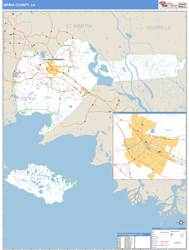 Iberia County, LA Zip Code Wall Map